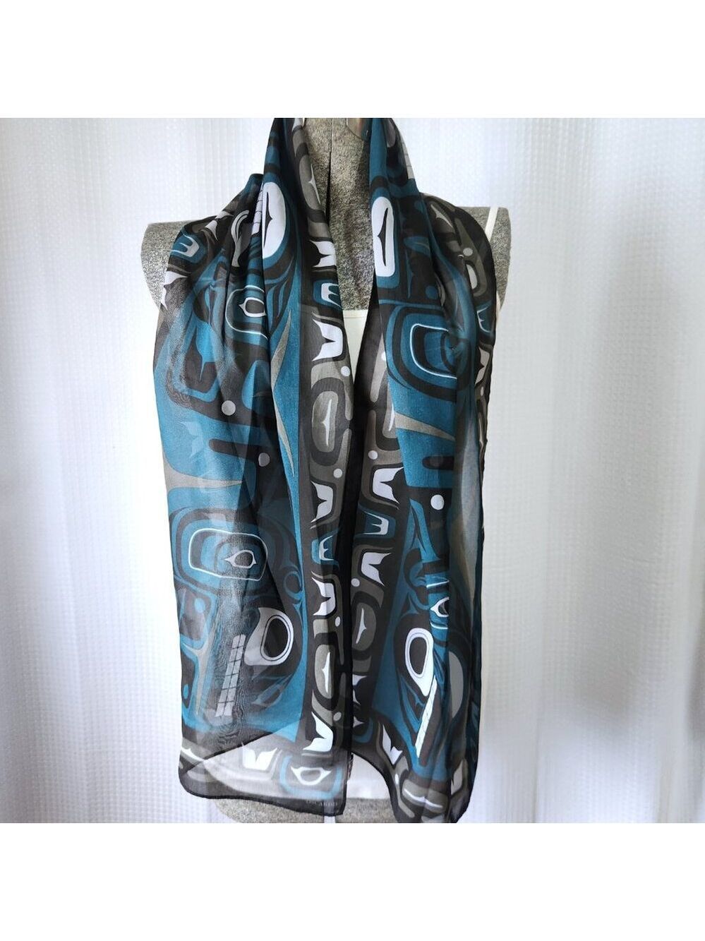 Oscardo Scarf Native Art Indigenous First Nation Polyester 62.5 x 13.5 in
